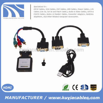 High quality MINI HDMI to VGA Converter HDMI to YPBPR Adapter Connector for TV or projector with component video or PC